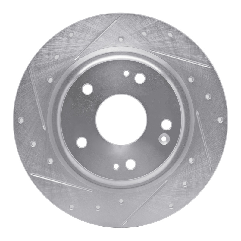 Honda Civic Brake Rotor (1) - Rear Left - R1 Concepts - Drilled & Slotted - Silver - `17-`20